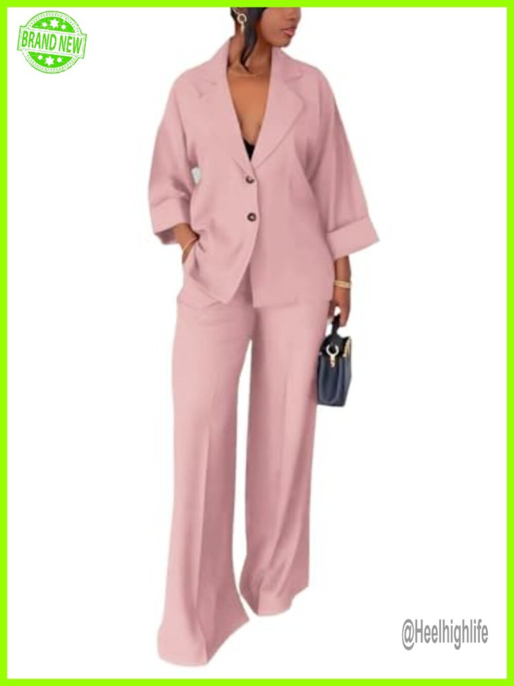 Women's 2-Piece Blazer and Wide Leg Pants Suit Set Long Sleeve Business Casual